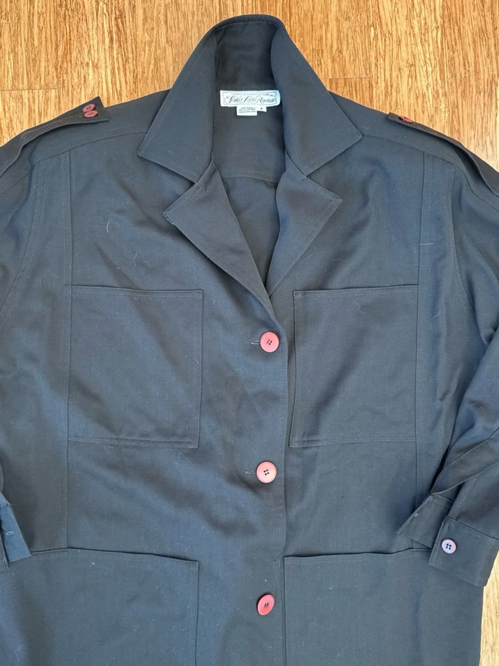 Saks Fifth Avenue vintage utility shirt dress black size 6